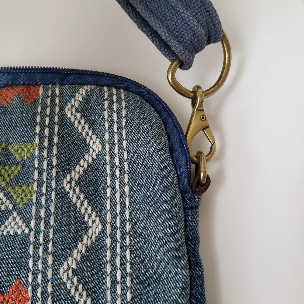 Vintage Lucky Brand Denim Embroidered Laptop Bag